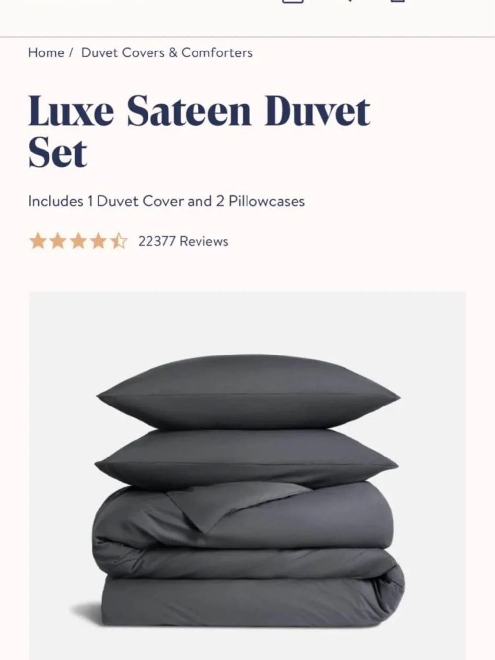 Brooklinen king gray duvet cover and 2 pillowcases